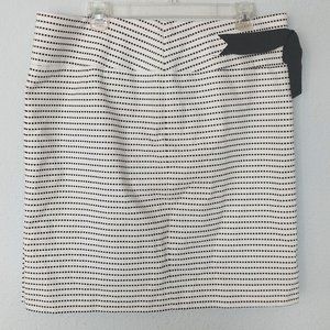 Loft Black and White Dot/Stripe Back Zip Pencil Skirt with Bow Detail at Waist